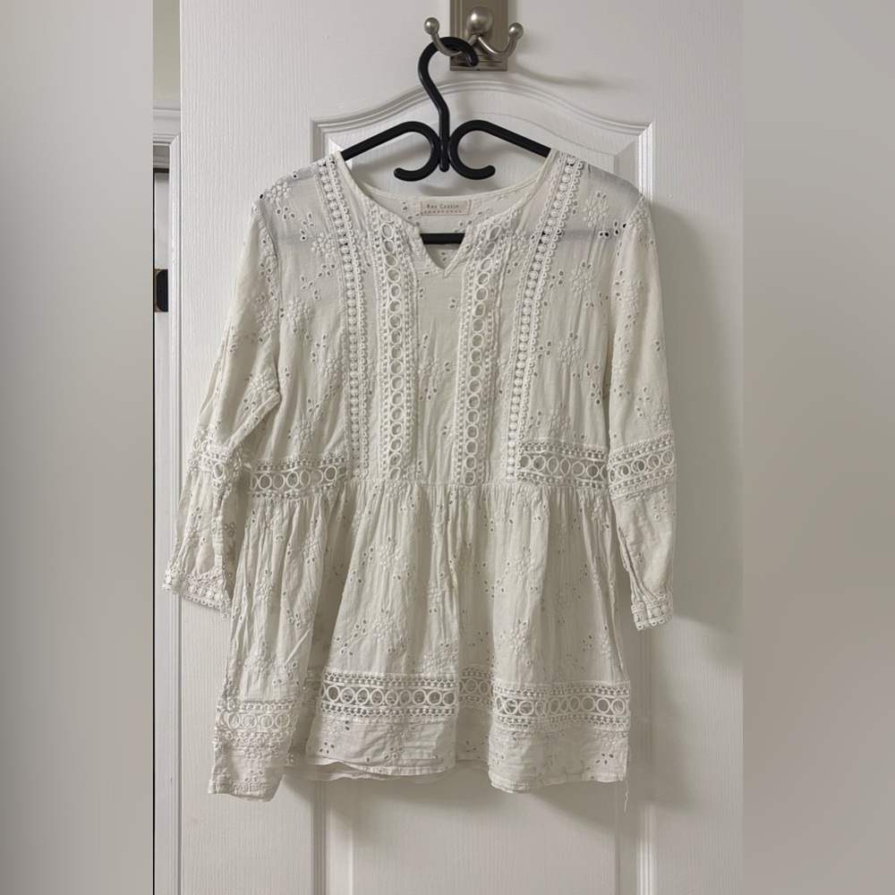 Babydoll Blouse with eyelet embroidery size S
